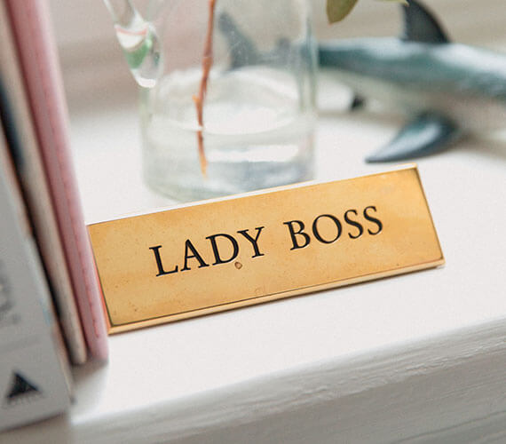 Office table sign of Lady Boss made by Envision Orlando