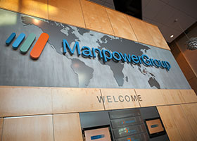 Manpower lobby sign installed by Envision Orlando