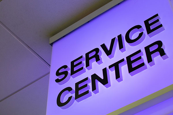 Interior sign for service center installed by Envision Orlando