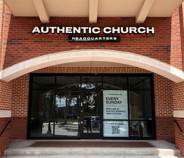 Channel letters for Authentic Church manufactured by Envision Orlando in Florida