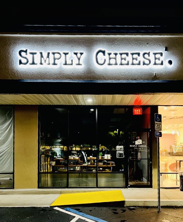Lighted Channel Letters for Simply Cheese Business Installed by Envision Orlando