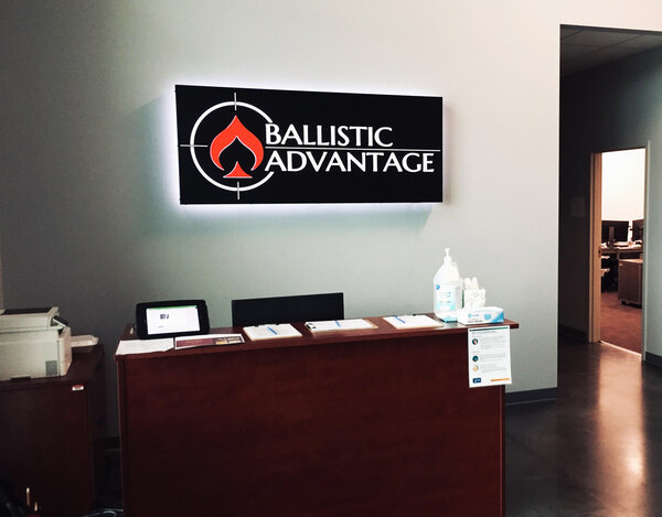 Acrylic Lobby Signs of Ballistic Advantages made by Envision Orlando in Florida