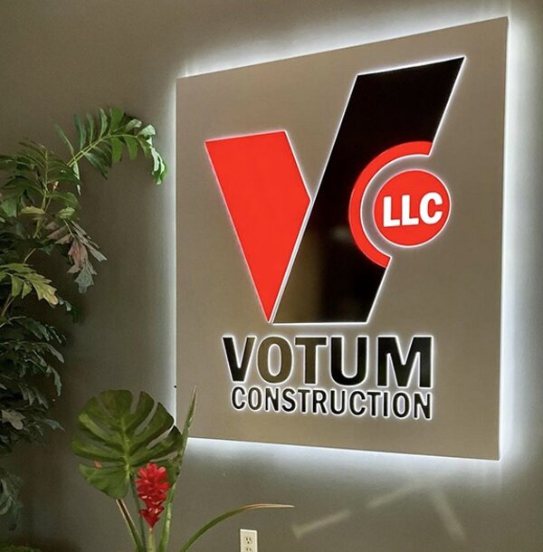 Custom Lobby Signs for Votum Construction by Envision Orlando in Florida